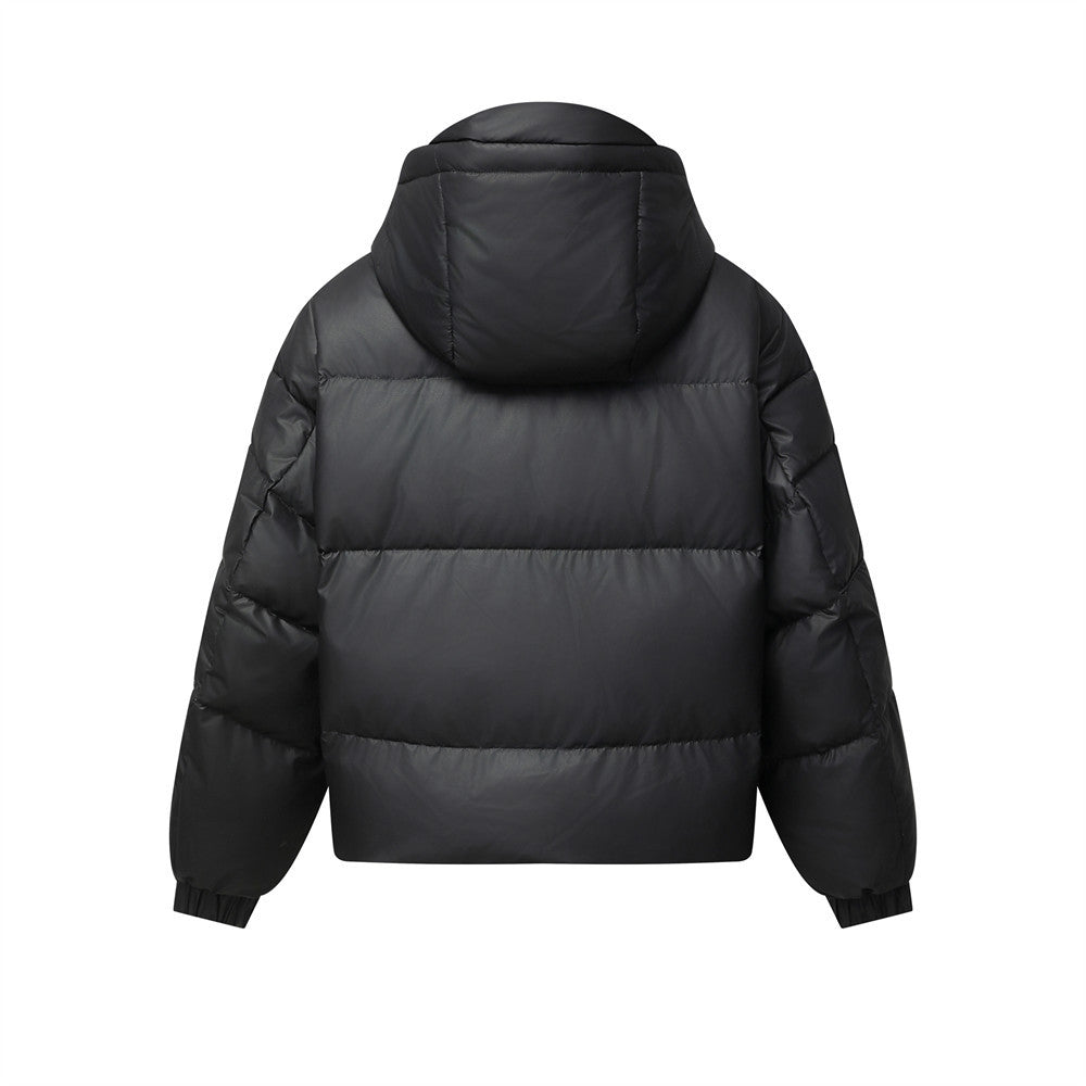 Doudoune homme noire en duvet à capuche, coupe ample