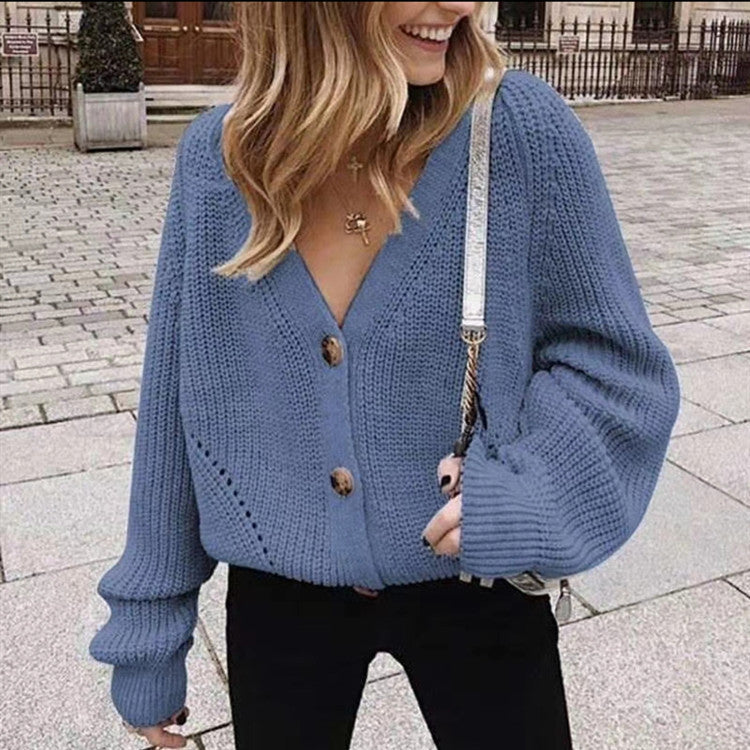 Damen-Strickjacke mit V-Ausschnitt, geknöpft, Acryl, lässig, von S bis XXXL