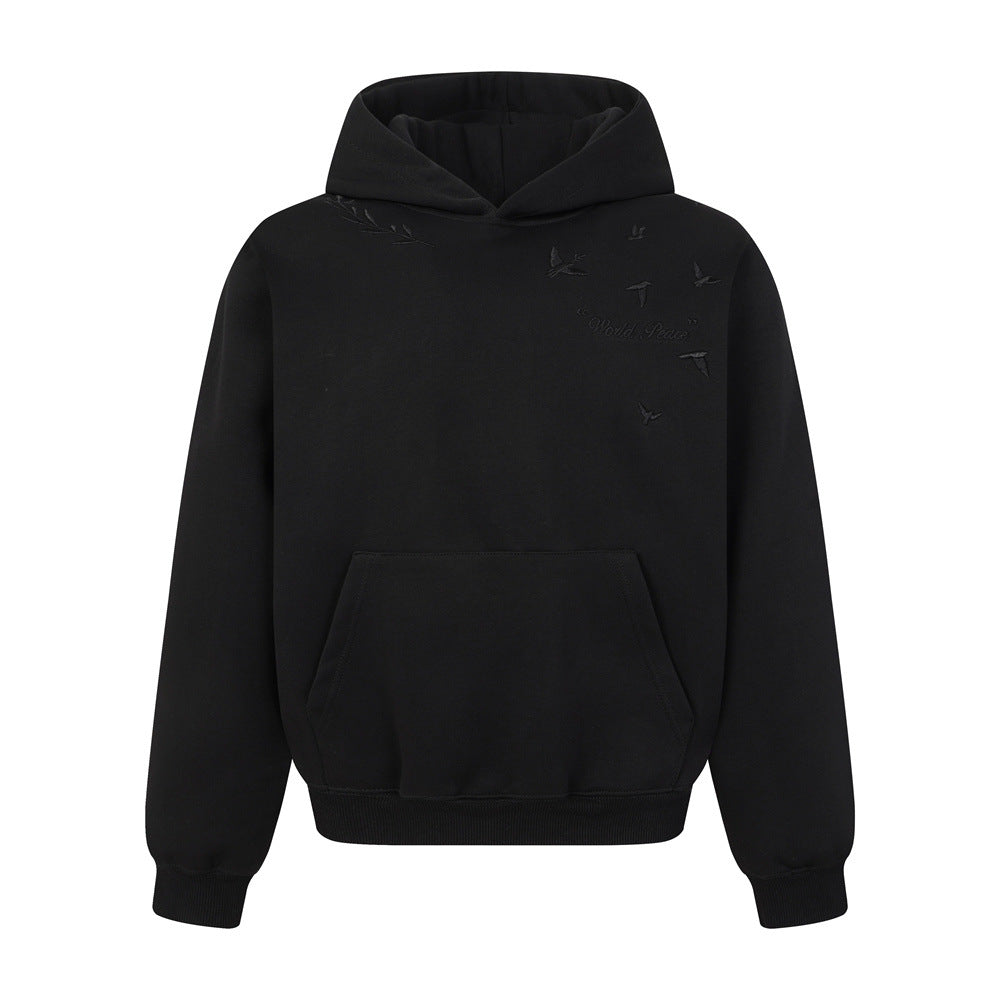 Sweat à capuche homme ample à oiseaux brodés