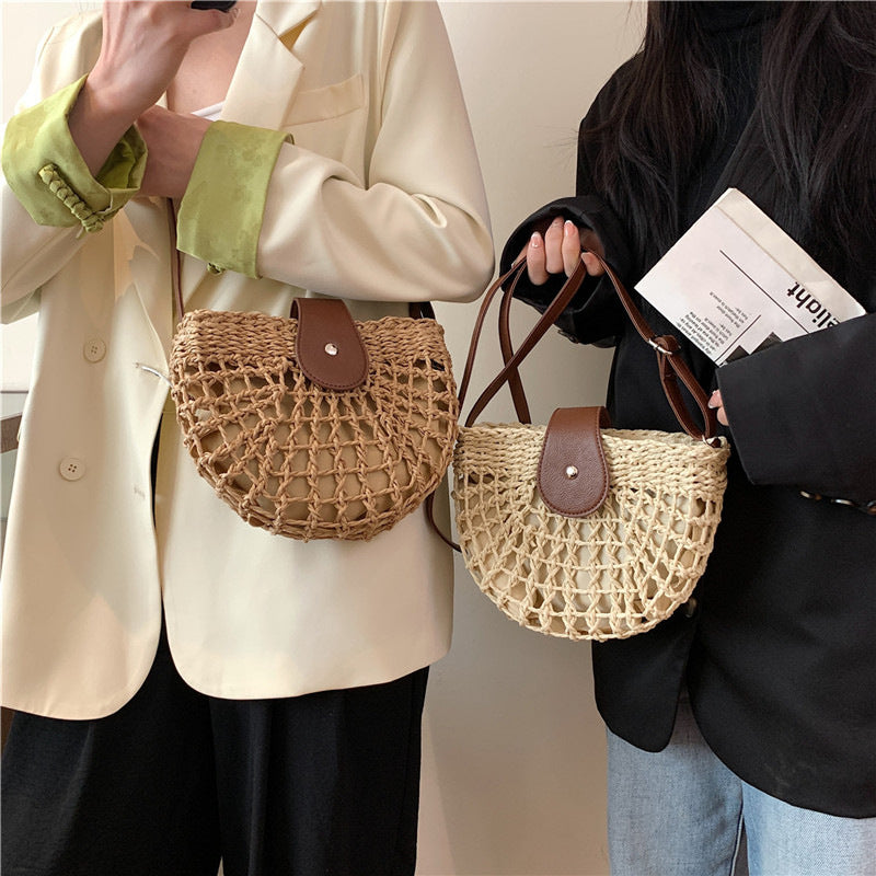 Sac tressé en paille femme – Sac de plage bandoulière épaule
