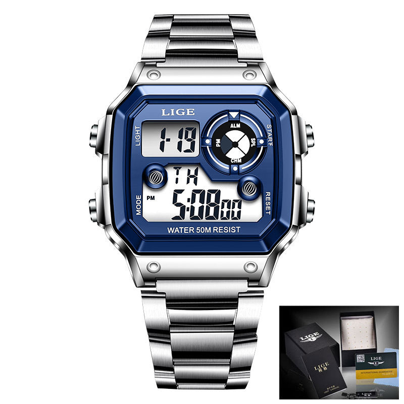 LIGE Elektronische Herrenuhr – Leuchtend, Chronograph & Wasserdichter Alarm 30M