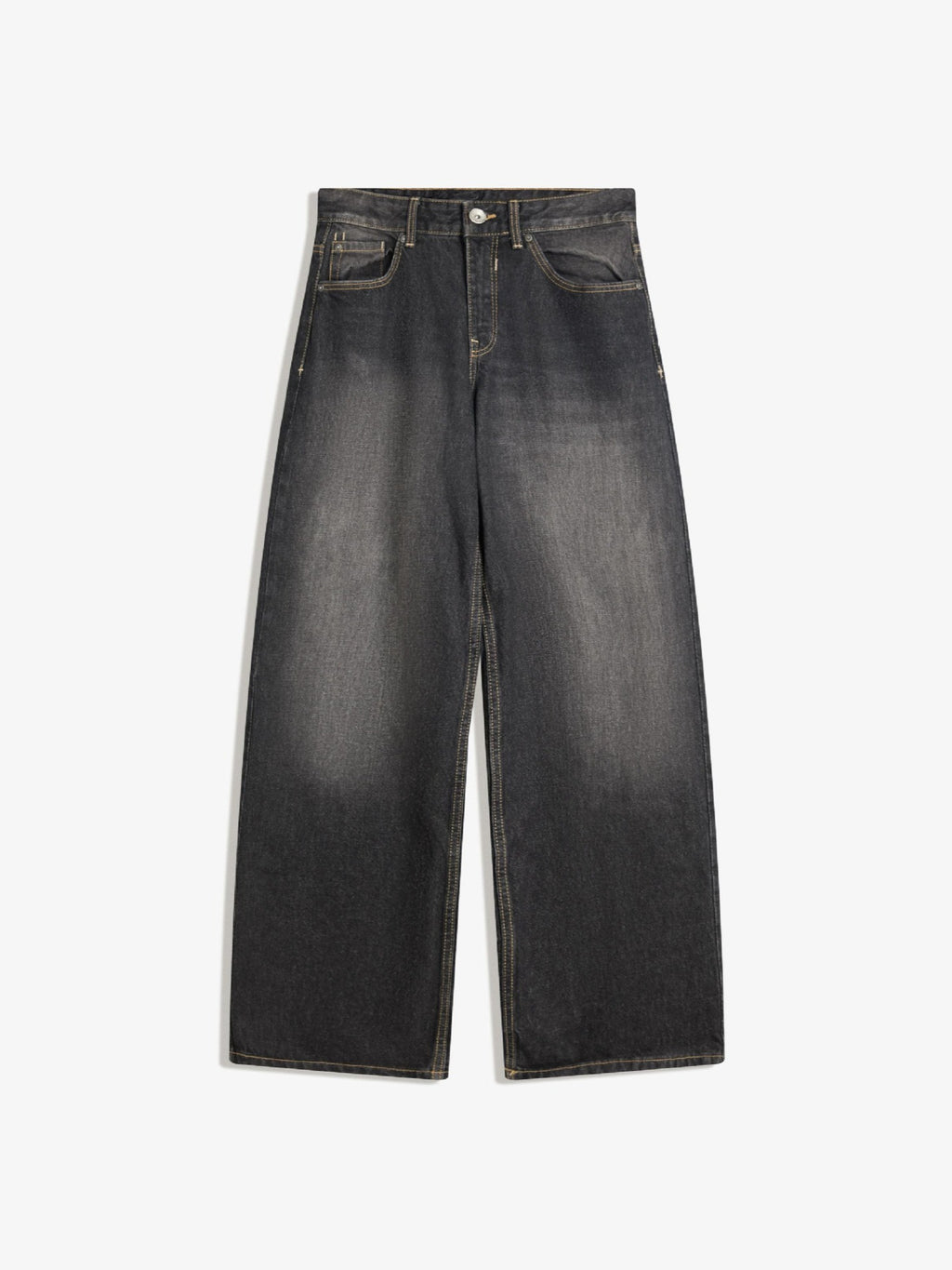 High-Waist-Jeans mit geradem Bein – Streetwear-Style, weites Bein, mehrfarbig