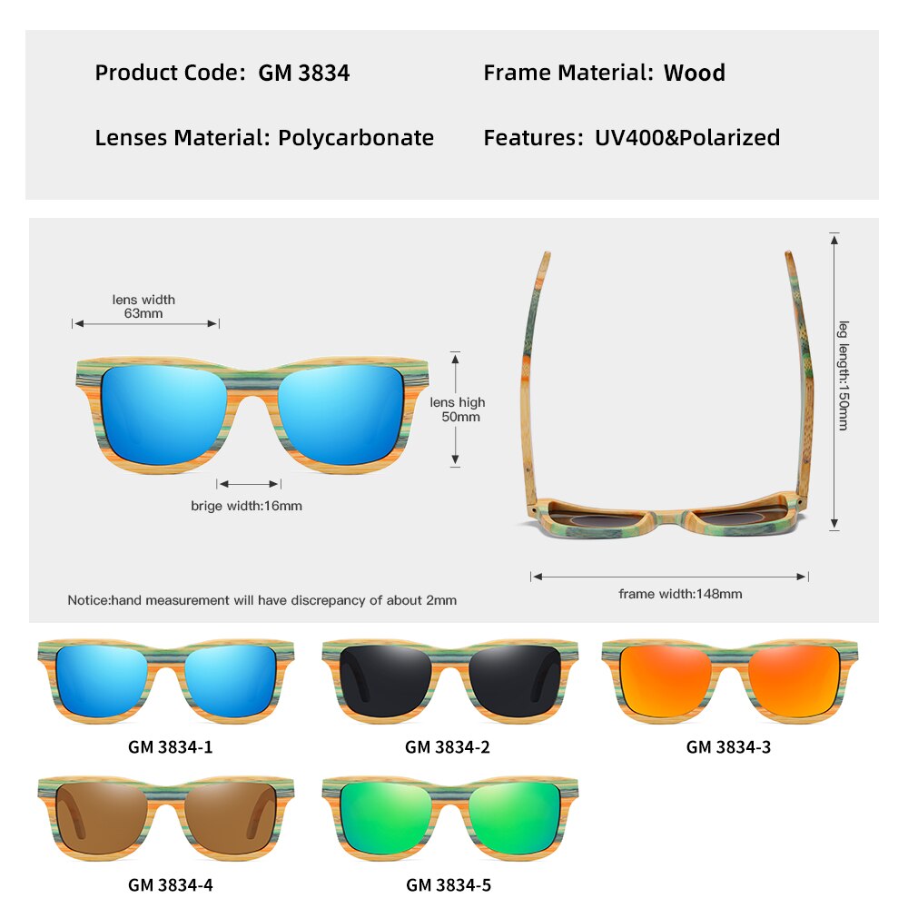 Lunettes de soleil en bois de bambou polarisées – Homme & Femme – Protection UV