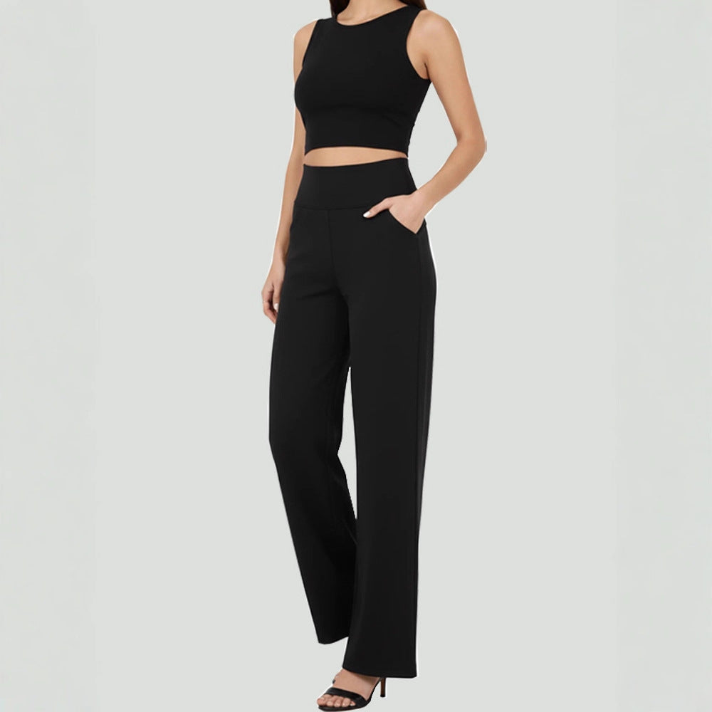 Pantalon large femme avec poches – Coupe droite, style casual