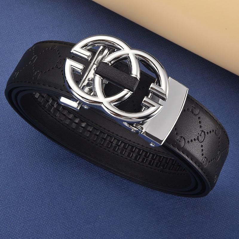 Ceinture homme en cuir à motifs et boucle automatique
