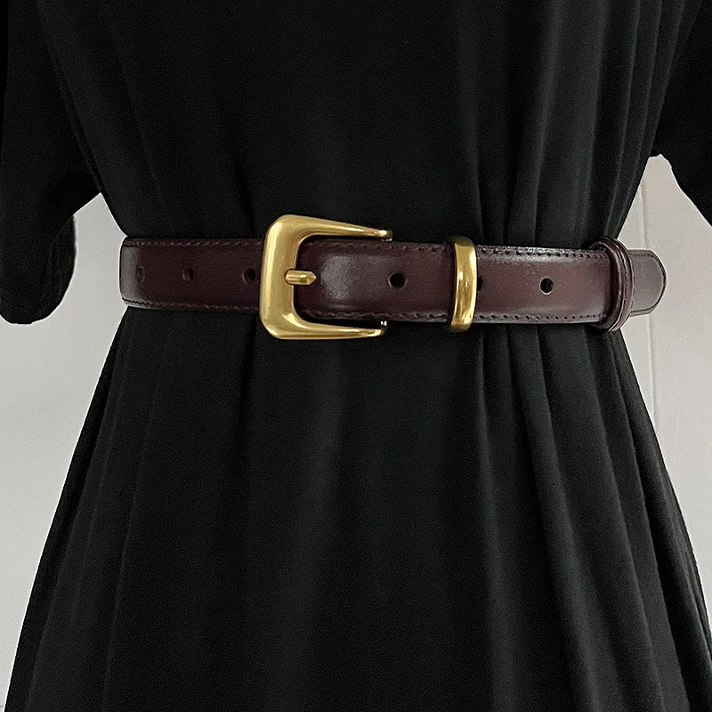 Ceinture Fine Femme Cuir Véritable – Style Corset Runway, Décoration & Effet Taille