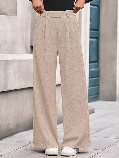 Pantalon Large Femme – Coupe Droite et Taille Mi-Haute