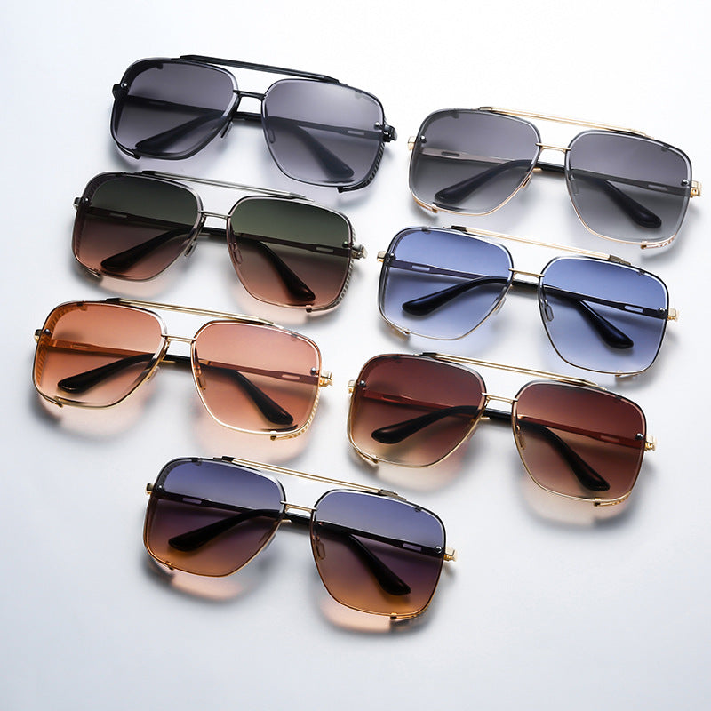Sonnenbrille mit Doppelsteg aus Metall im Punk-Hip-Hop-Stil — UV400 Unisex