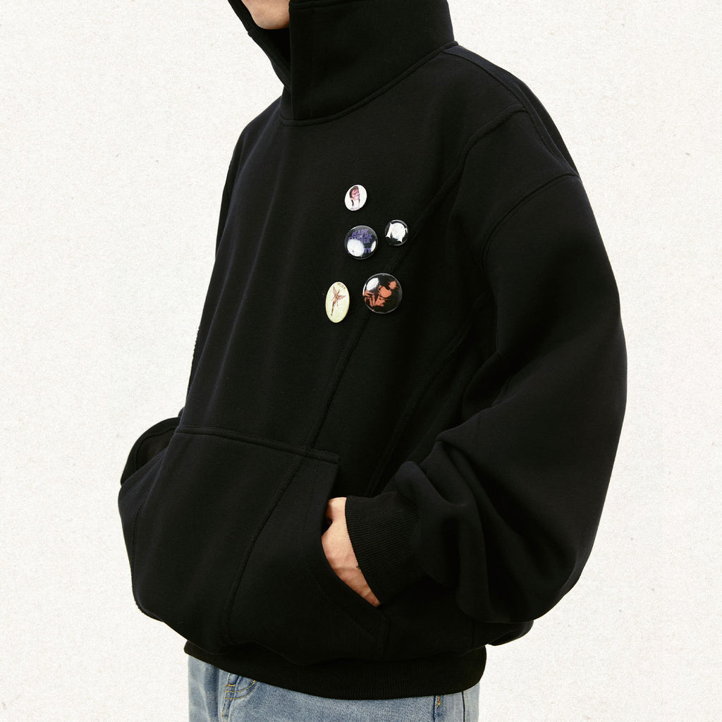 Sweat à capuche homme ample à motifs poitrine