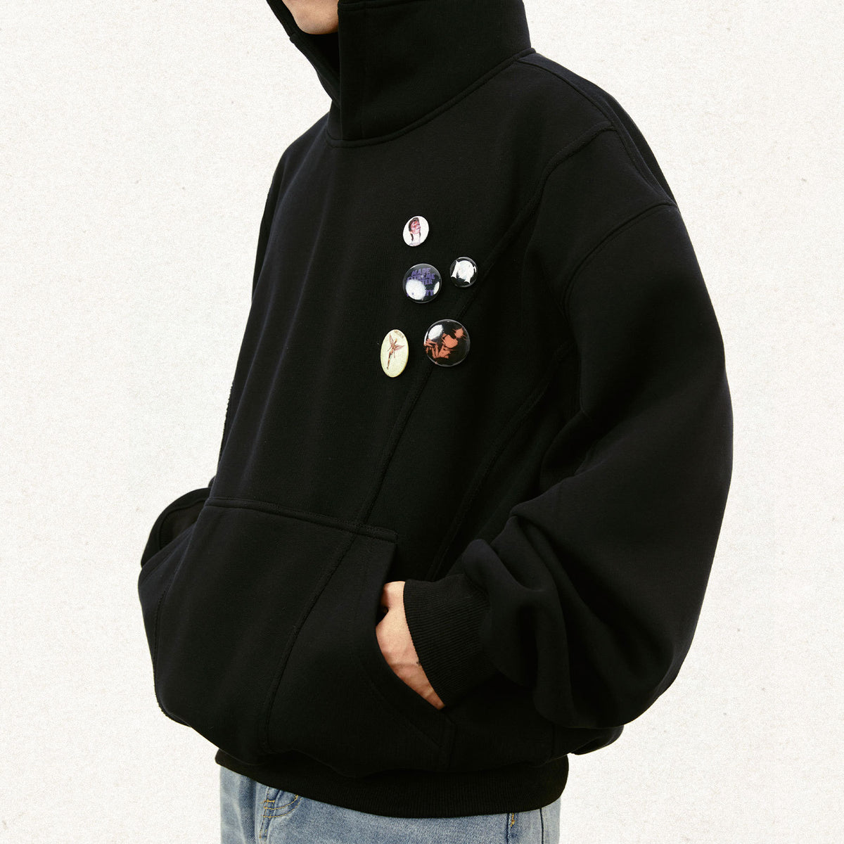 Sweat à capuche homme ample à motifs poitrine