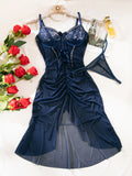 Ensemble nuisette en dentelle et string à laçage devant