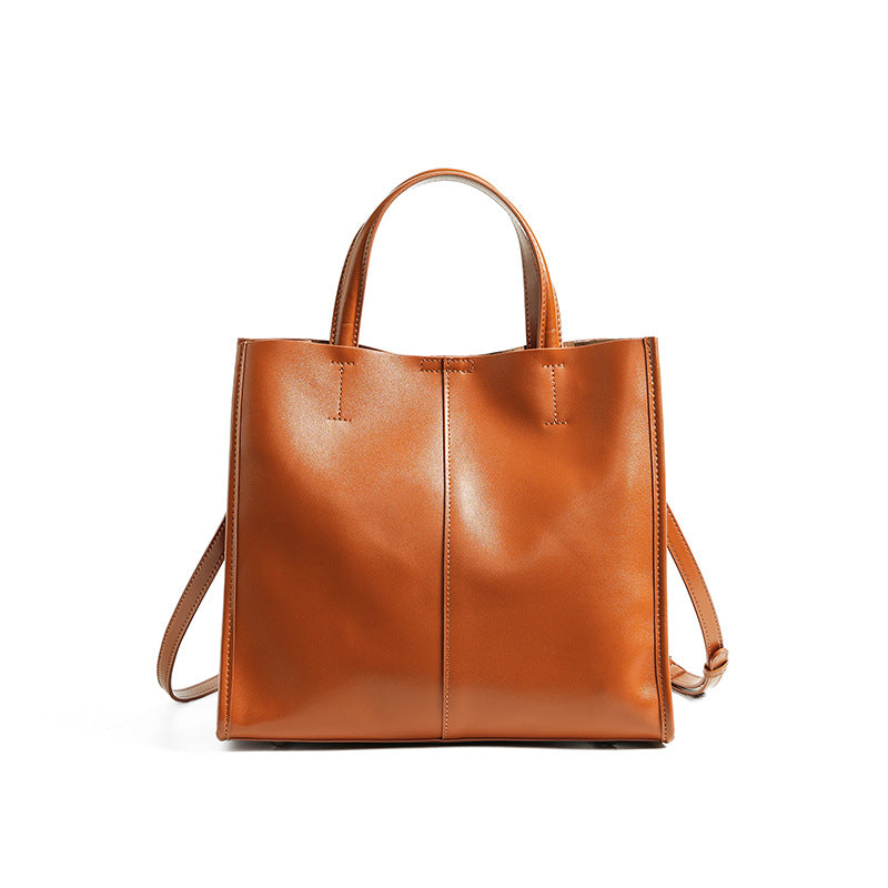 Women's Genuine Leather Tote Bag – Large Capacity, Retro Chic Style