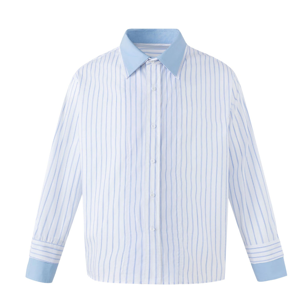 Chemise homme ample à rayures et col contrastant