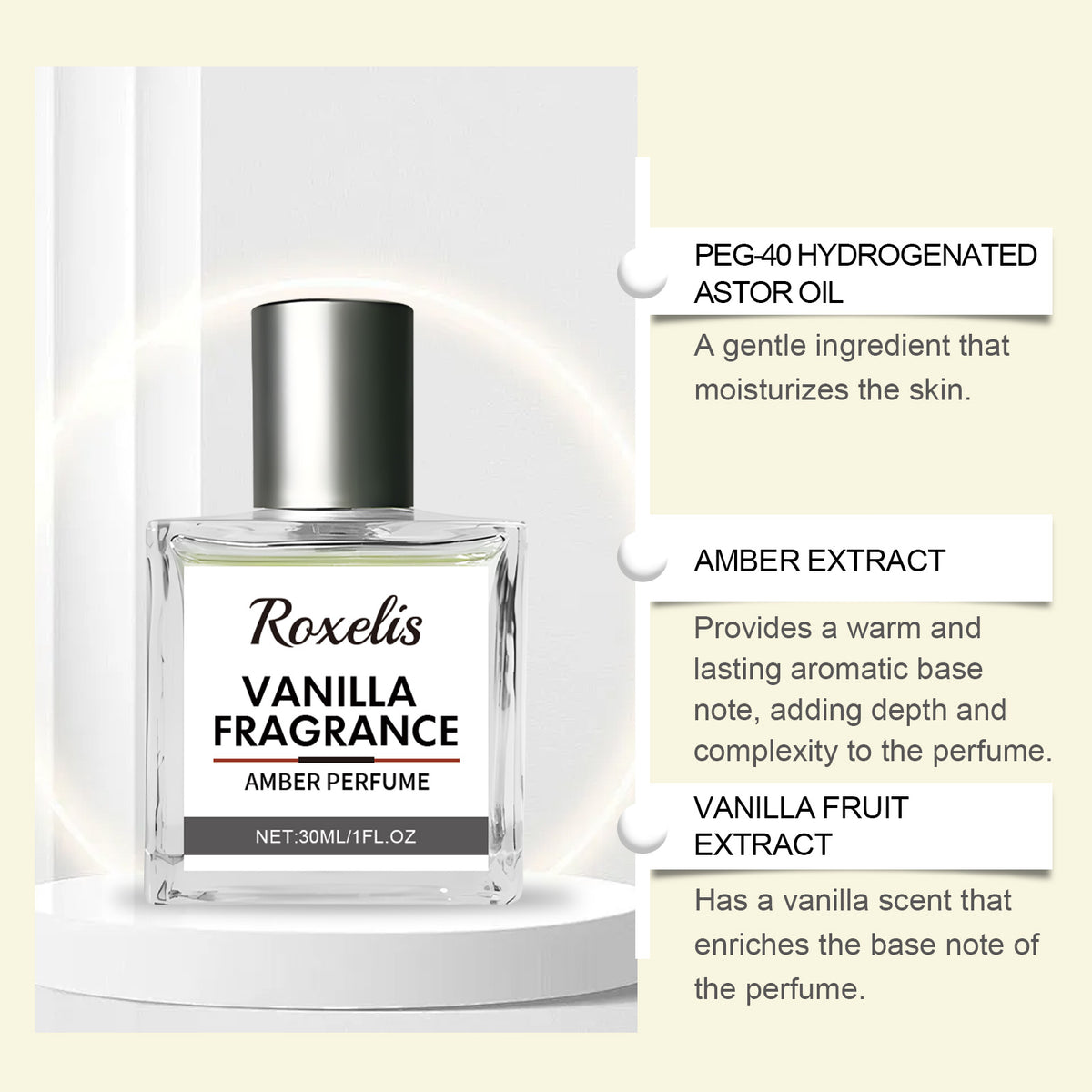 Eau de Toilette Vanille Ambre – Parfum Élégant Longue Durée | Roxelis