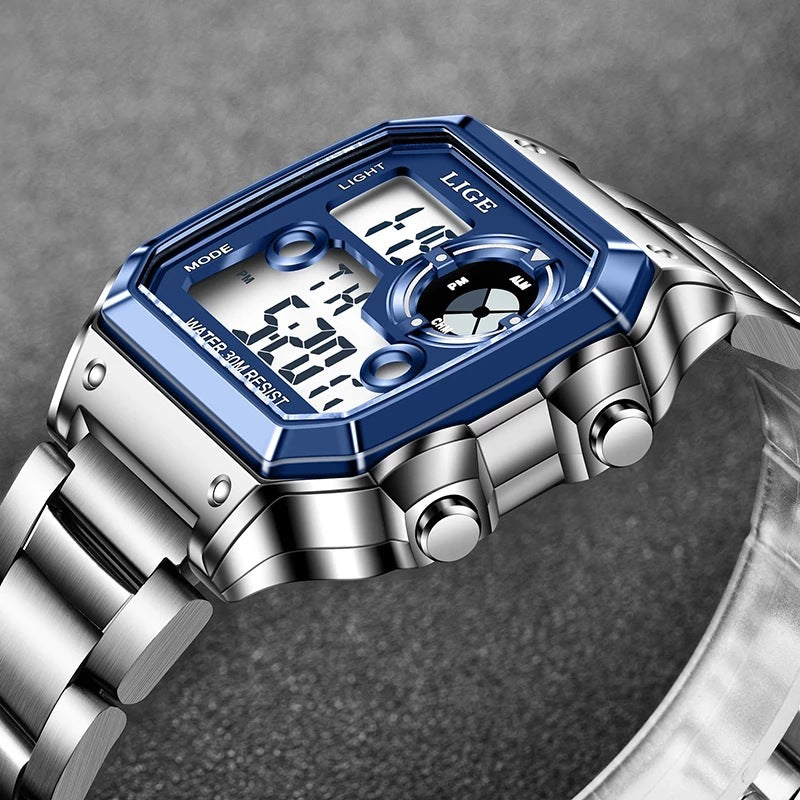 LIGE Elektronische Herrenuhr – Leuchtend, Chronograph & Wasserdichter Alarm 30M