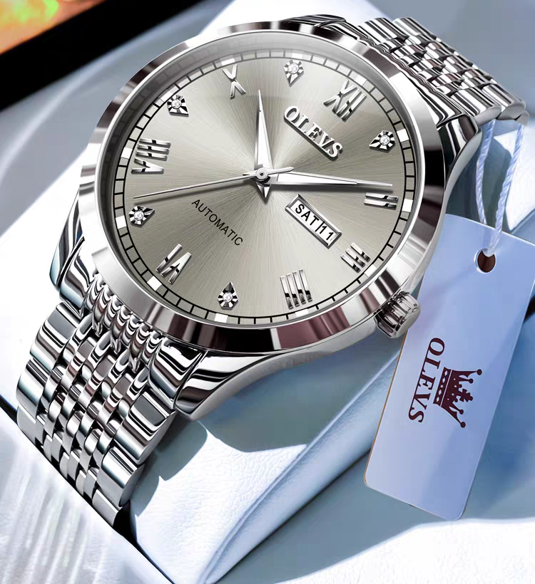Montre automatique homme OLEVS 6602 – bracelet en acier inoxydable