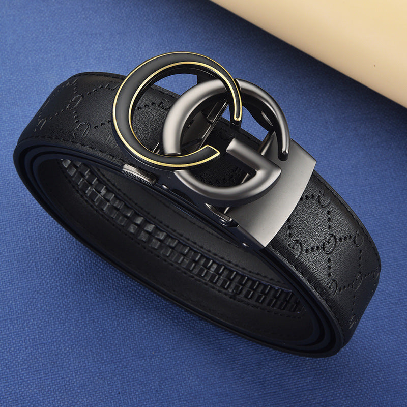 Ceinture homme en cuir à motifs et boucle automatique