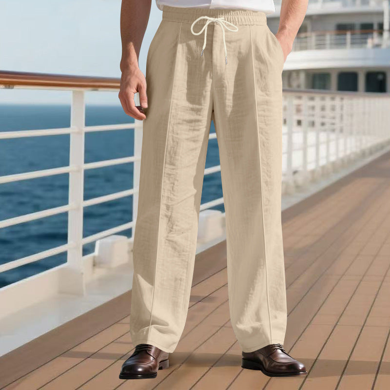Pantalon ample homme en lin mélangé