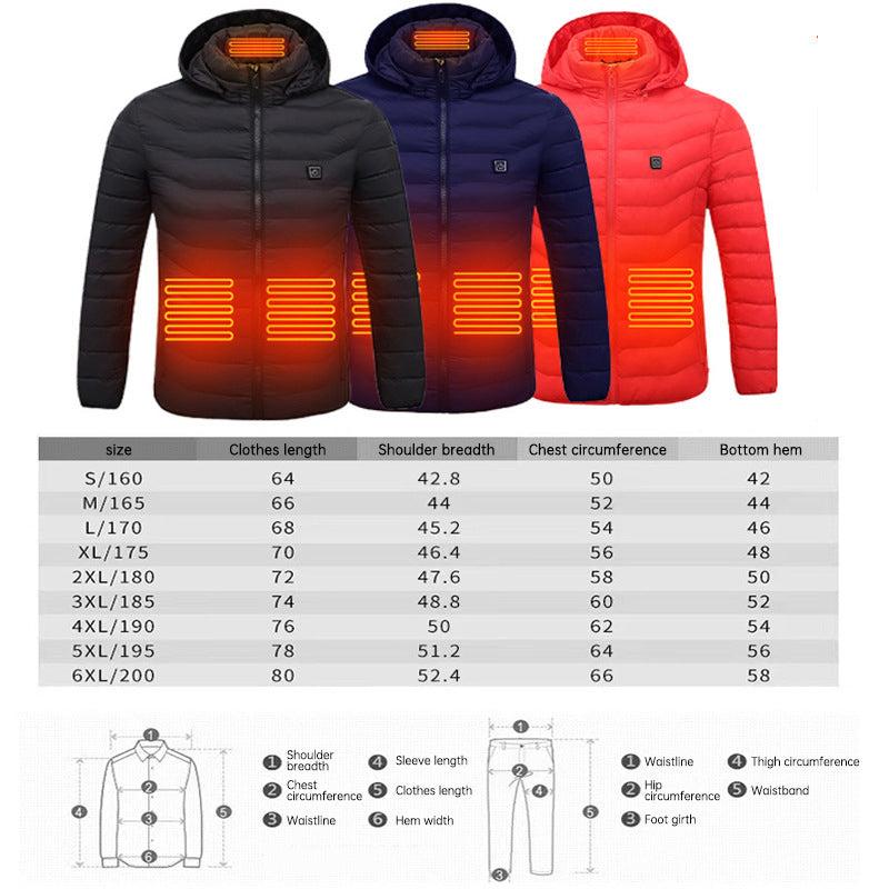 Veste Chauffante Connectée USB – Doudoune à Capuche Imperméable Homme