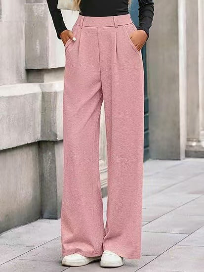 Pantalon Large Femme – Coupe Droite et Taille Mi-Haute