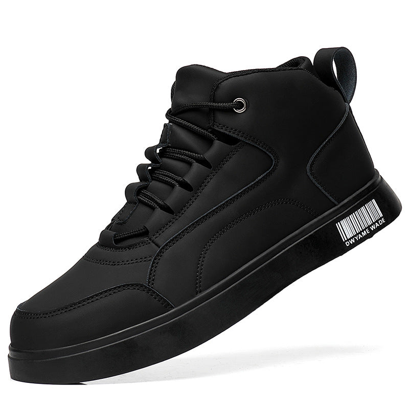 Baskets Montantes Homme Casual — Tige PU, Lacets, Blanc, Style Tendance
