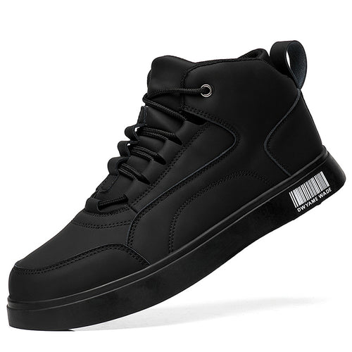 Lässige High-Top-Sneaker für Herren – PU-Obermaterial, Schnürsenkel, Weiß, trendiger Stil