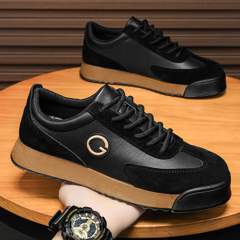 Baskets Homme Effet Cuir – Semelle Épaisse, Style Casual