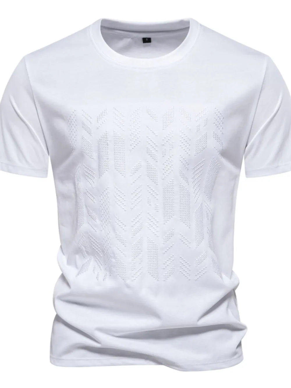 T-shirt homme à motifs géométriques brodés, col rond