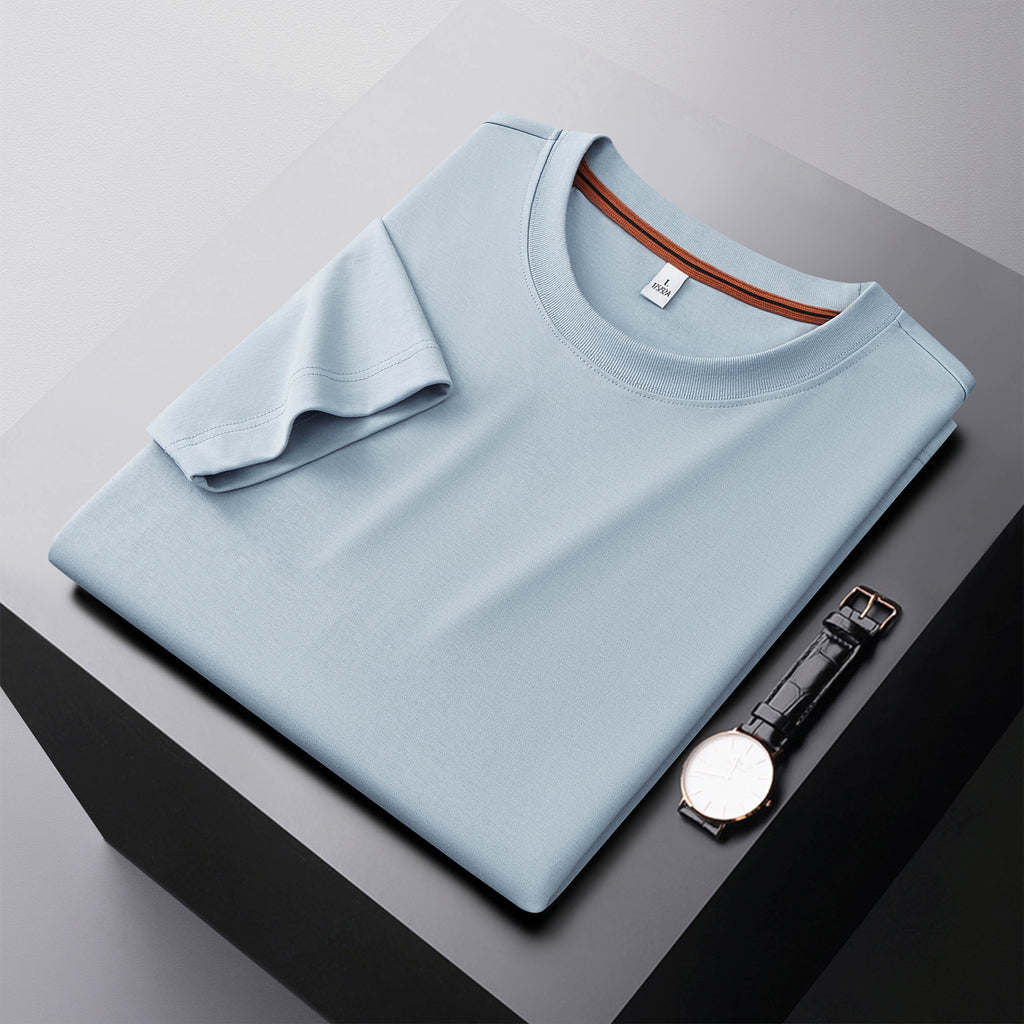 T-Shirt Col Rond Manches Courtes Homme – Uni, Coupe Ajustée