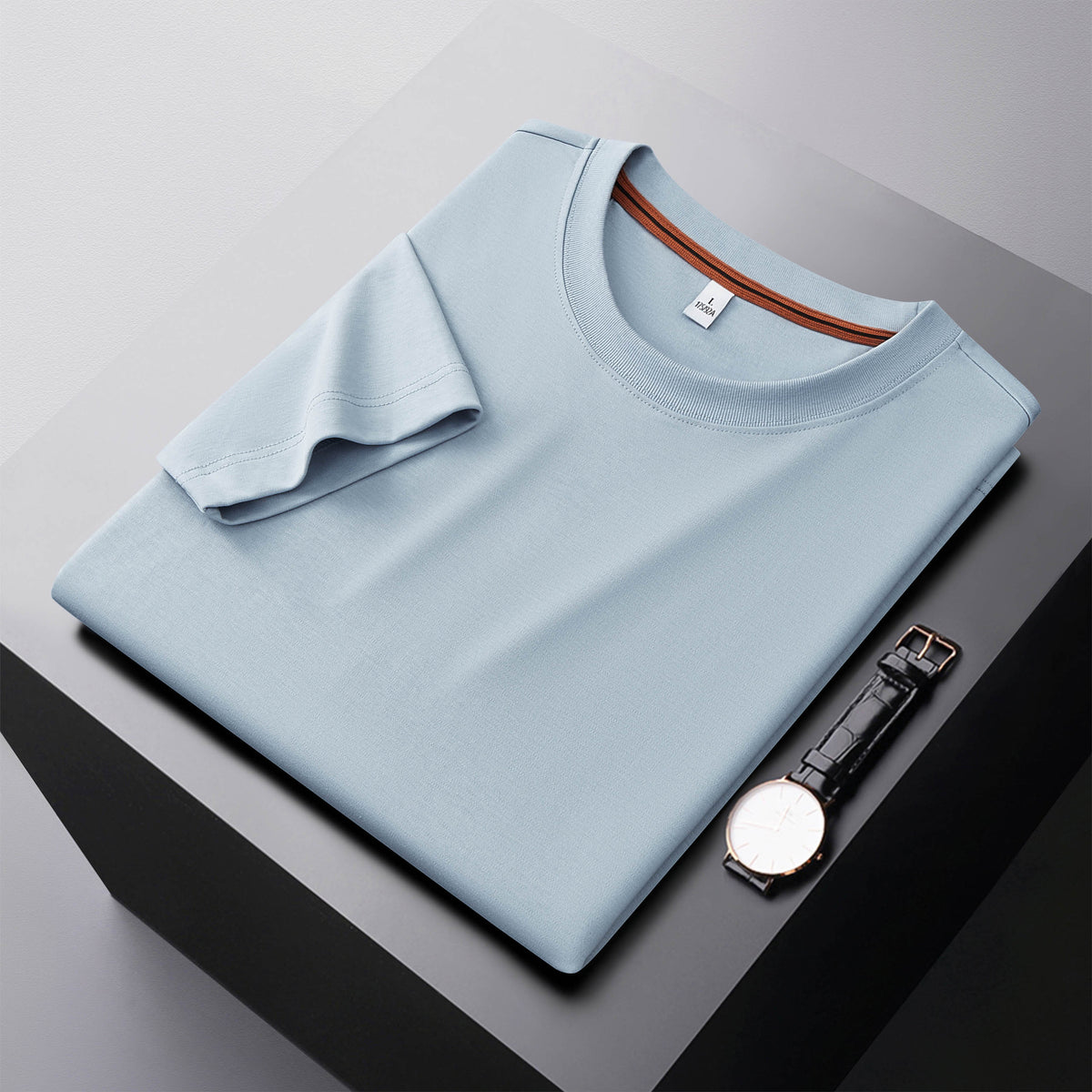 T-Shirt Col Rond Manches Courtes Homme – Uni, Coupe Ajustée