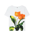 T-shirt femme blanc à imprimé tulipes orange