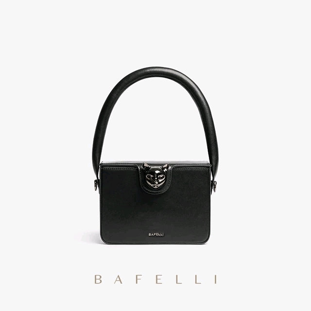 BAFELLI – Sac en cuir de vachette à fermoir tête de chat