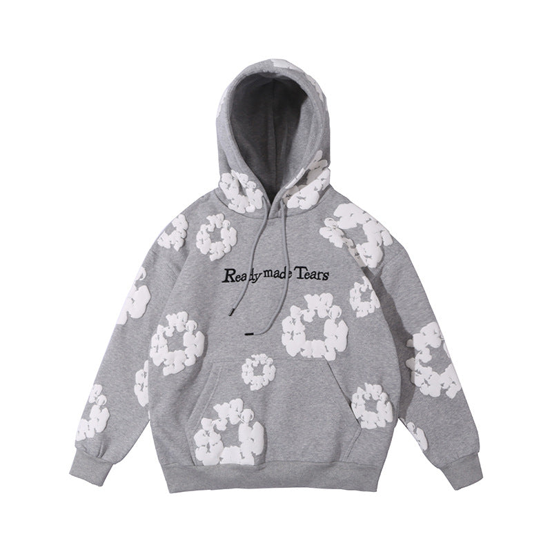 Autumn Winter New High Street Cotton Foaming Printed Letter Embroidered Casual Hoodie