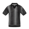 Polo homme en coton mélangé à maille texturée et rayures dégradées