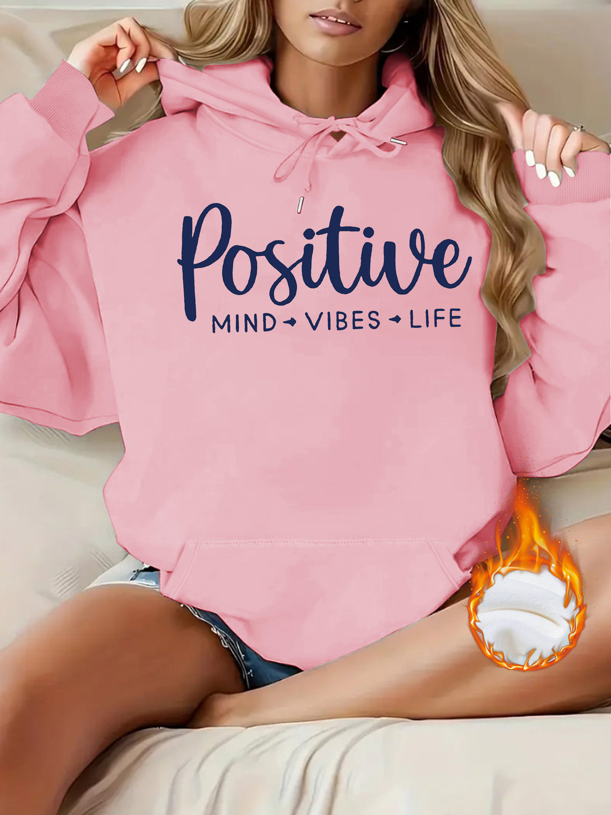 Sweat à capuche femme épais à lettres imprimées