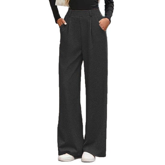 Pantalon Large Femme – Coupe Droite et Taille Mi-Haute