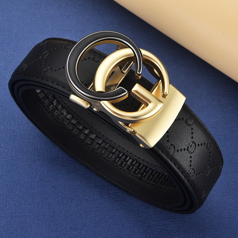 Ceinture homme en cuir à motifs et boucle automatique
