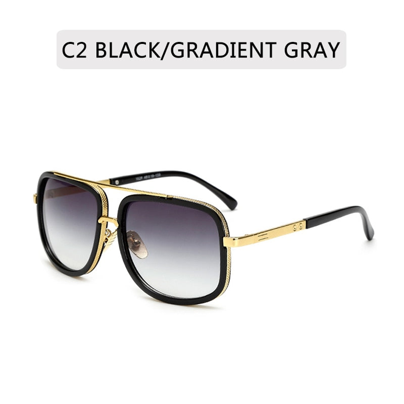 Lunettes de Soleil Grand Cadre Carré – Monture Métal Rétro Vintage Homme & Femme