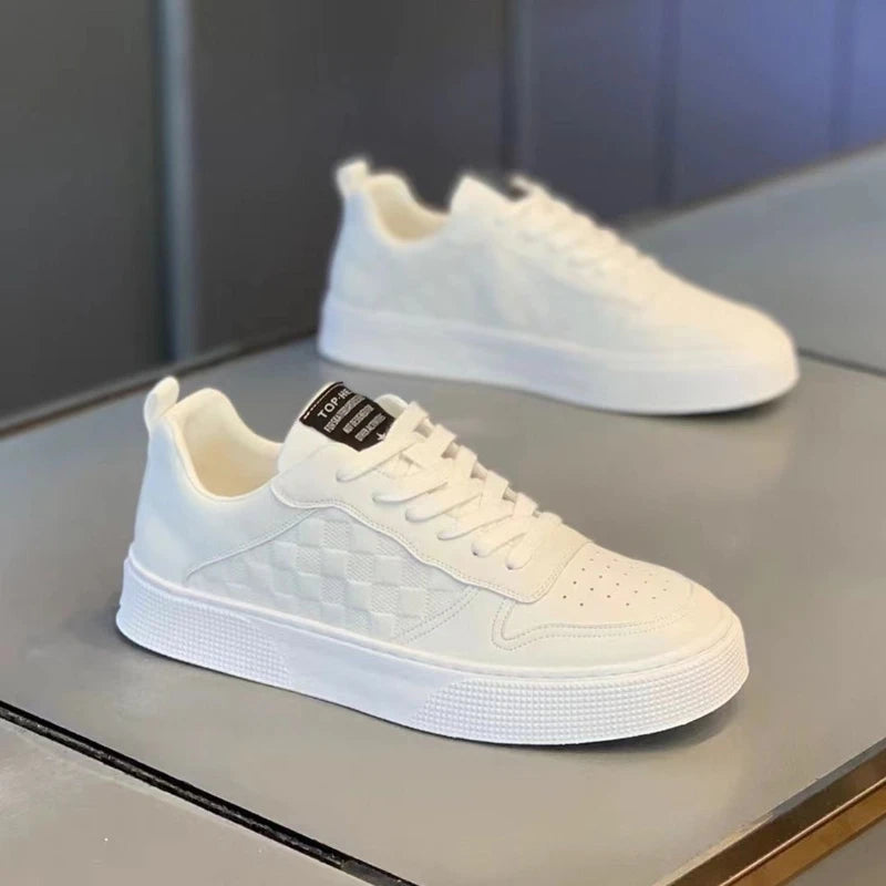 Men's Summer Sneakers – White, Thick Sole, Breathable, Trendy Style