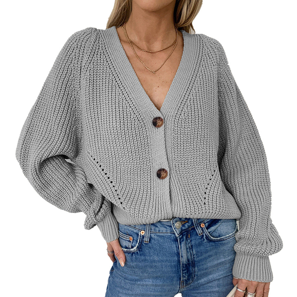 Cardigan femme col V boutoné acrylique casual du S au XXXL