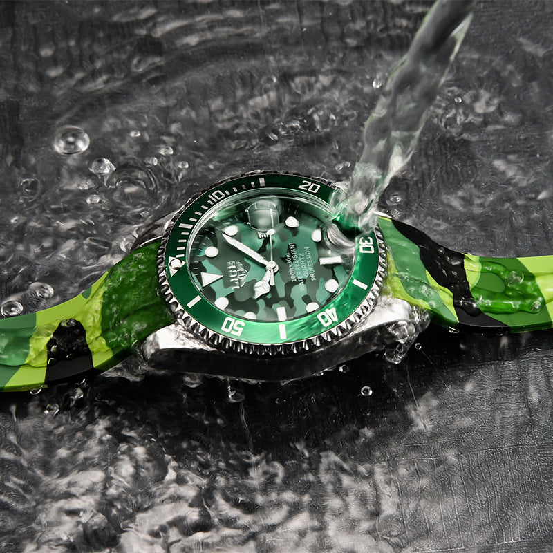 LIGE Herren-Quarzuhr – Wasserdichtes 30M Silikonarmband mit Camouflage-Muster