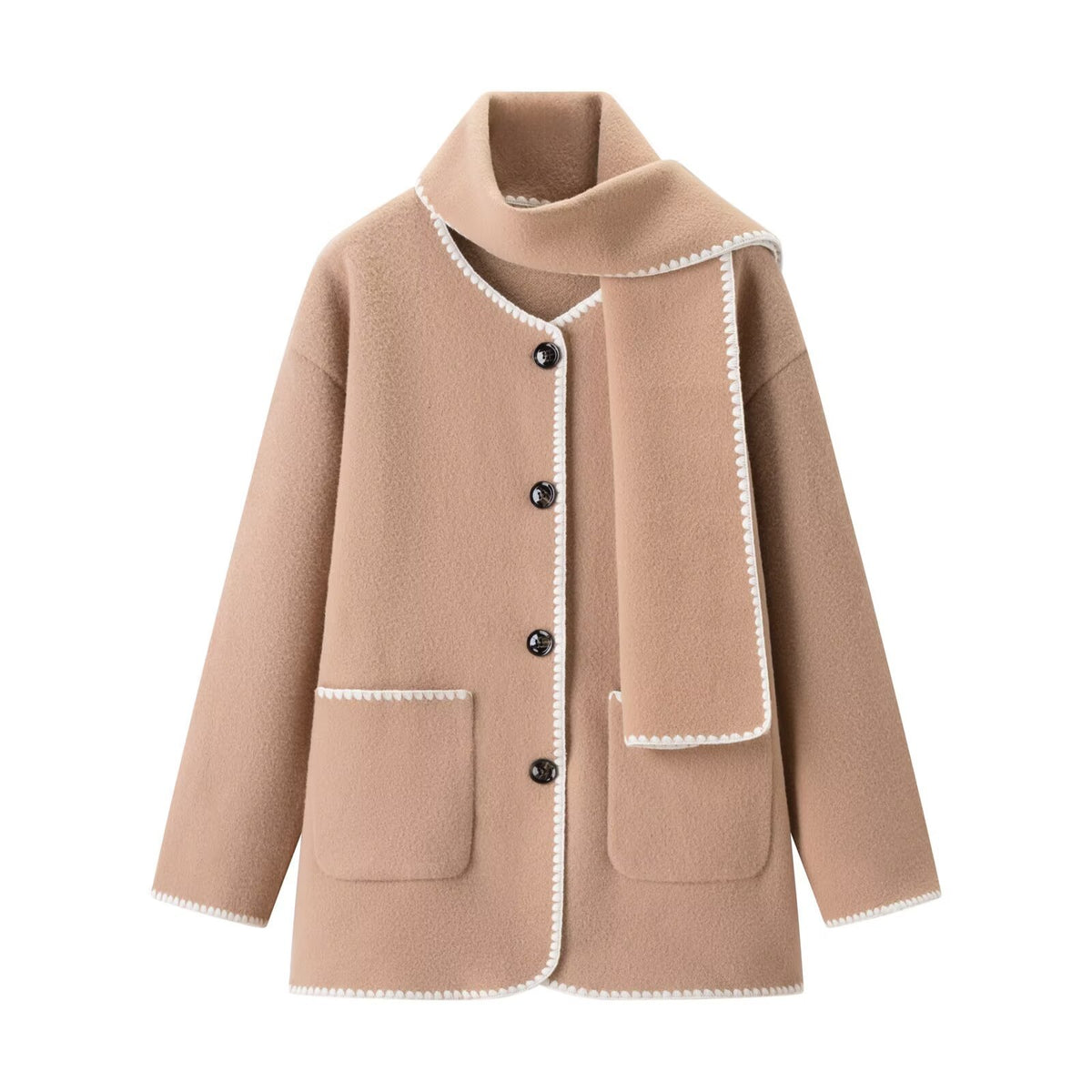 Manteau Col Écharpe Femme – Coupe Oversize Élégante Boutons