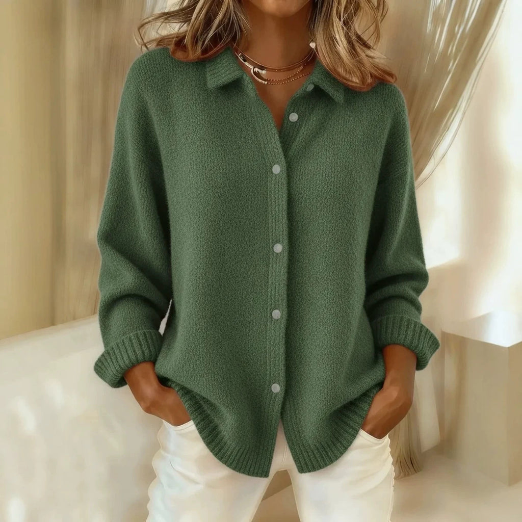 Women's cashmere polo collar buttoned cardigan autumn-winter 6 colors
