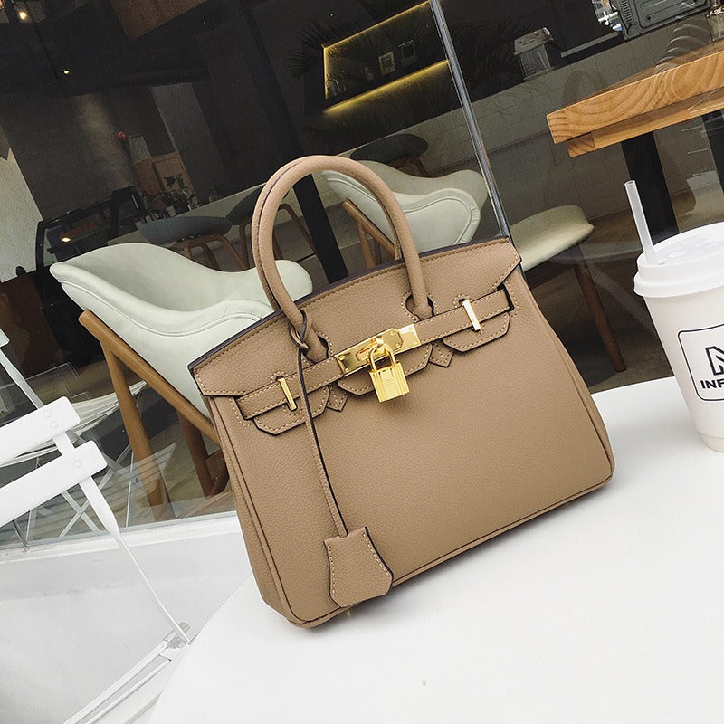 Damenhandtasche Litschi-Maserung – Umhängetasche PU-Leder