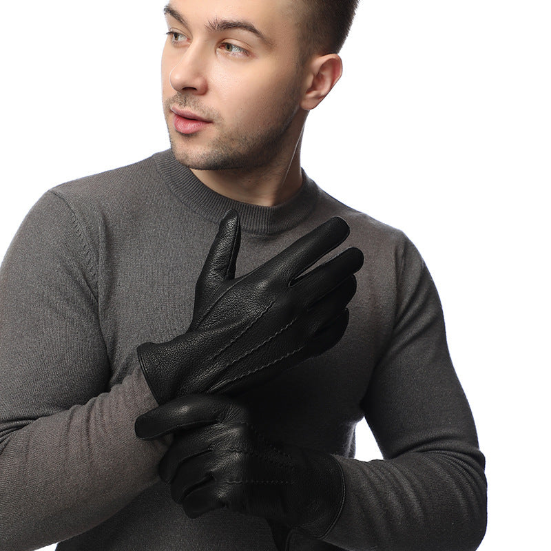 Gants homme noirs à doublure en laine