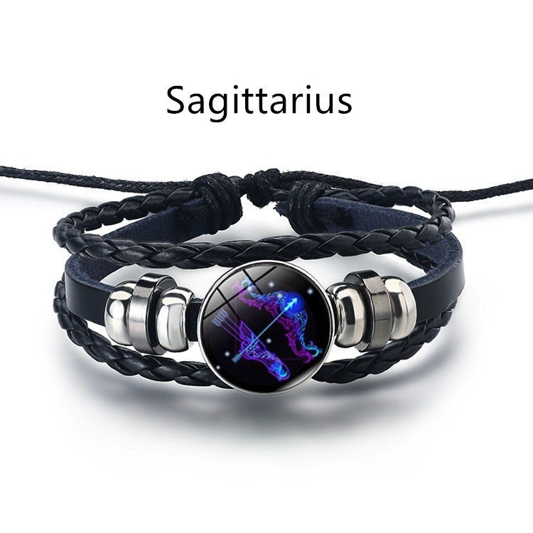 Bracelet Cuir Signe du Zodiaque – Style Rétro Mode Européenne