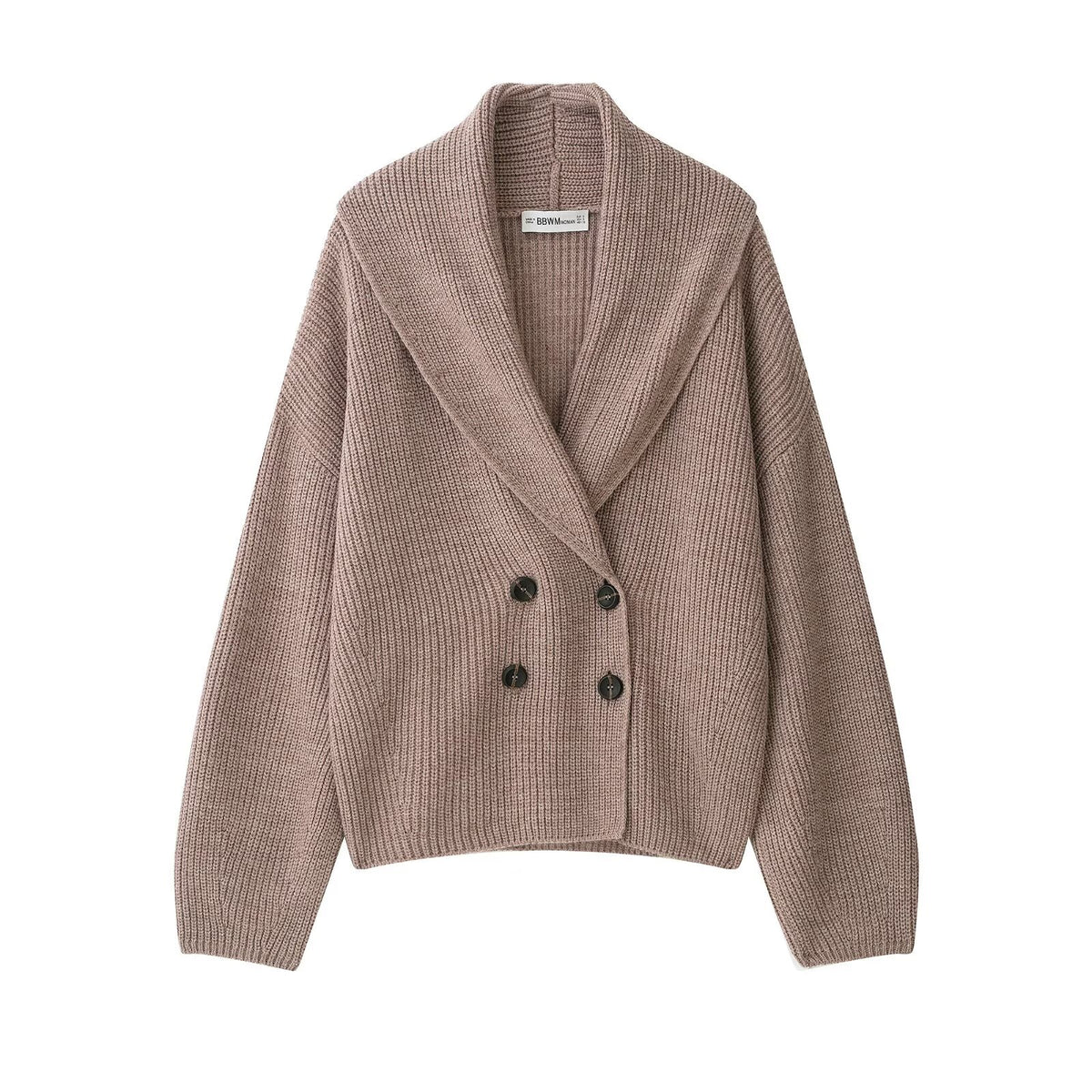 Gilet Femme en Maille – Col Châle et Double Boutonnage