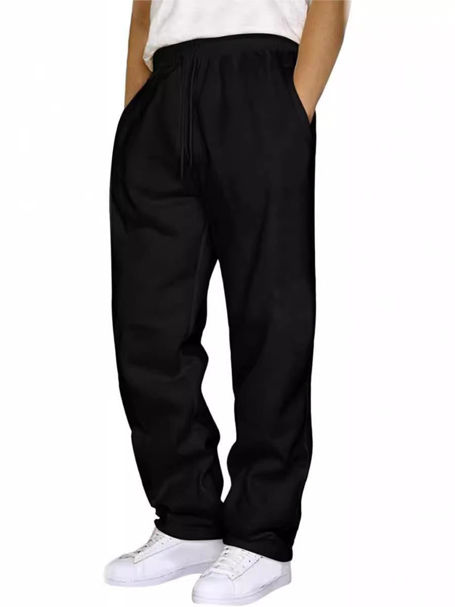 Pantalon homme effet lin taille à cordon – Coupe droite décontractée