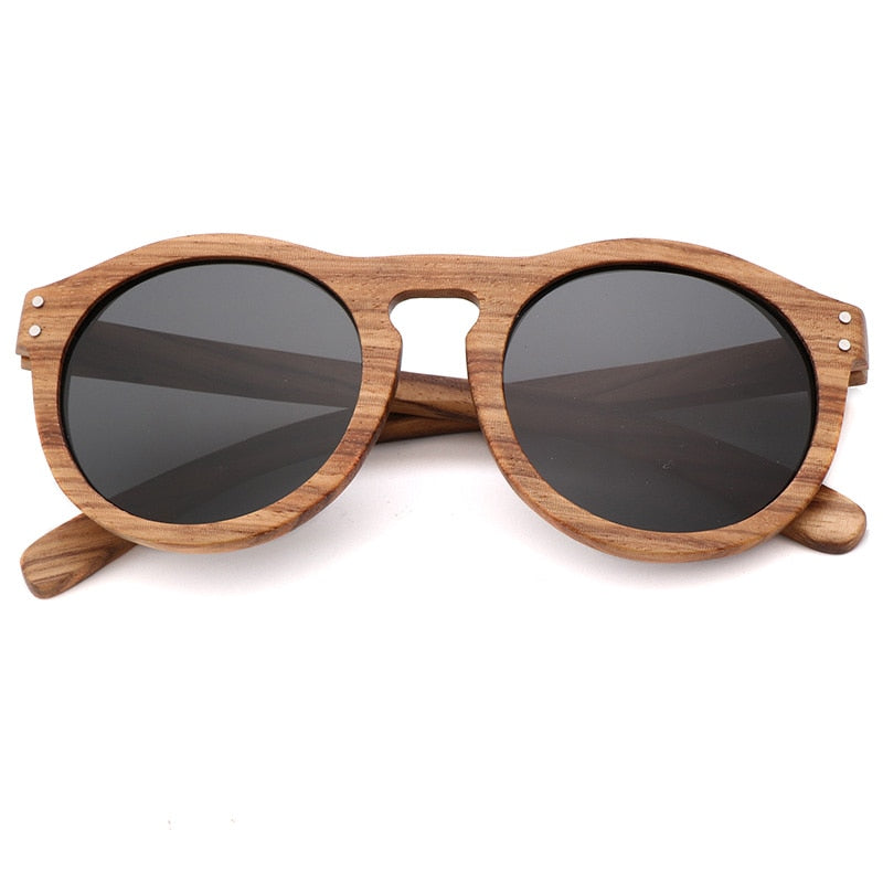 Lunettes de Soleil en Bois de Zèbre – Polarisées UV400 Homme & Femme