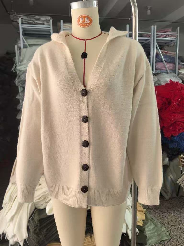 Damen-Strickjacke mit Kapuze, geknöpft, Kaschmir, große Größen, 9 Farben